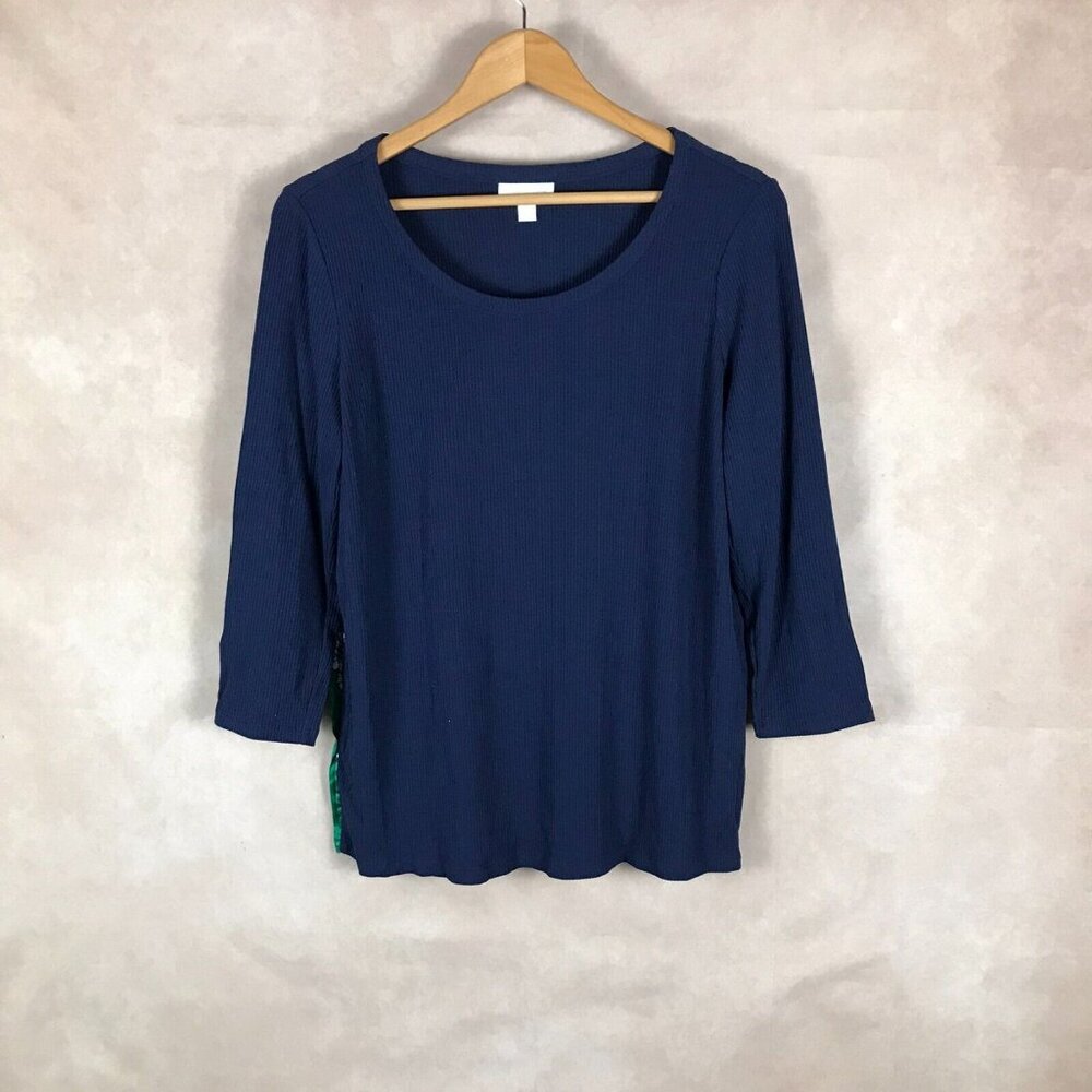 Charter Club Pleated-Back Ribbed 3/4 Sleeve Top NEW MEDIUM - Picture 6 of 10